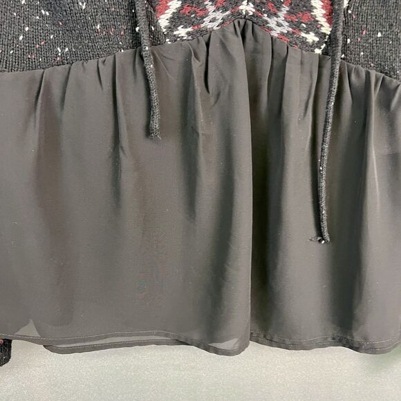 Abercrombie & Fitch Black white red Knit Mixed Media Long Sleeve Sweater XS - Picture 4 of 8